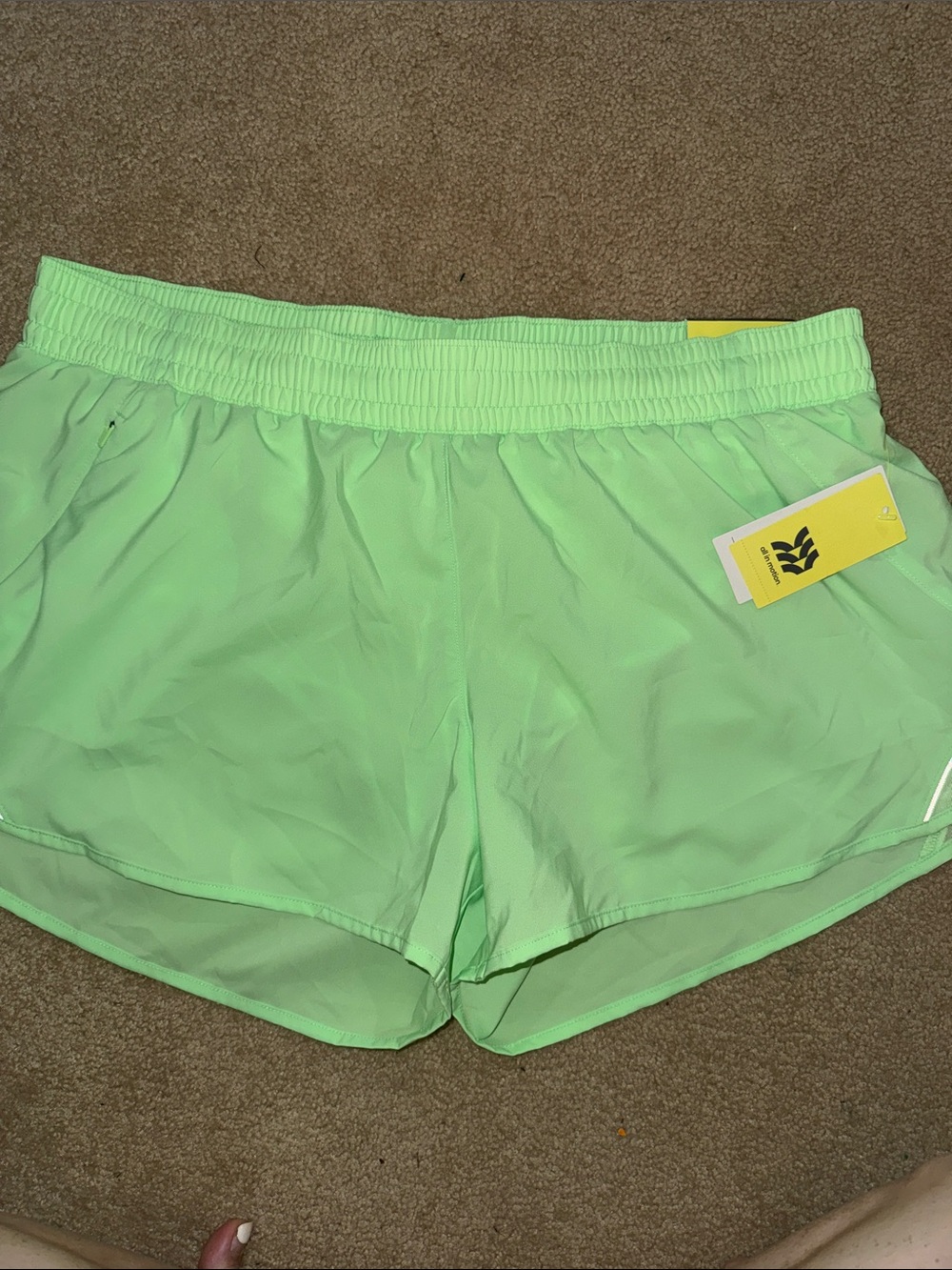 All in motion- neon green NWT track shorts! xL